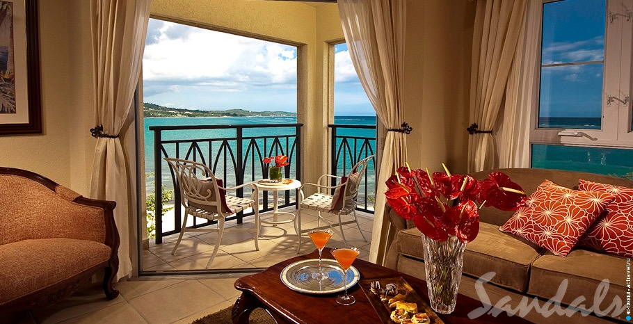  Honeymoon Beachfront Penthouse Club Level Room  Sandals South Coast